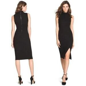 White House Black Market Sleeveless Black Sheath Dress High Neck Lined Size 00